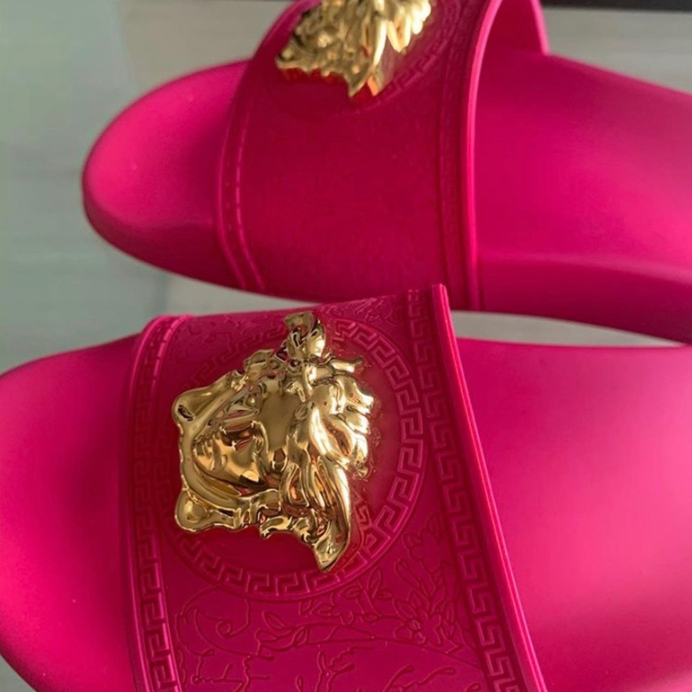 Versace Slides - Hot Pink w Gold